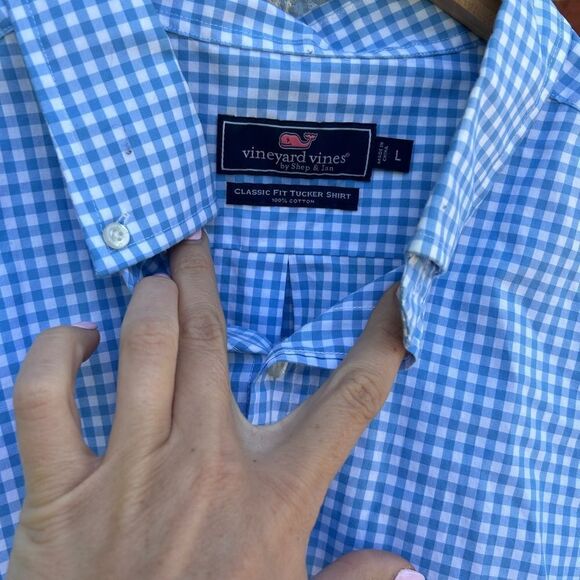 Vineyard Vines Blue and White Checkered Men's Shirt - Picture 4 of 10